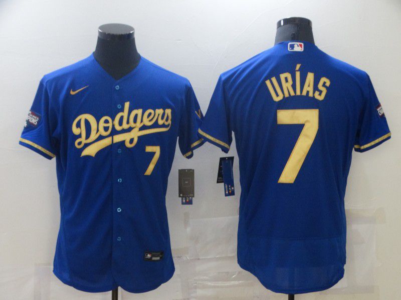 Men Los Angeles Dodgers #7 Urias Blue all gold characters Elite 2021 Nike MLB Jersey->san diego padres->MLB Jersey